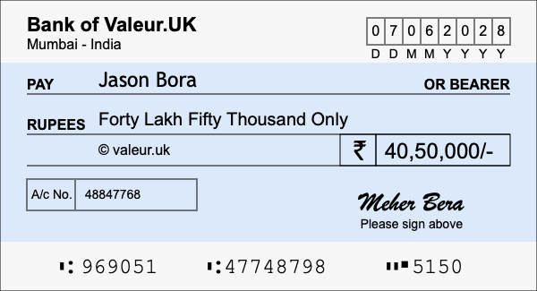 How to write a cheque for 40.5 lakh rupees How to write a cheque for 40.5 lakh rupees