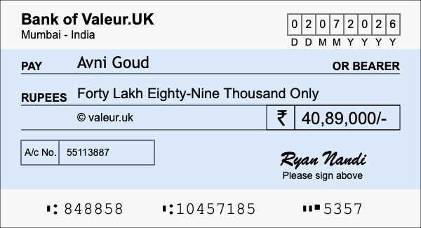 How to write a cheque for 40.89 lakh rupees How to write a cheque for 40.89 lakh rupees