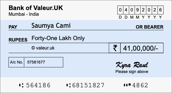 How to write a cheque for 41 lakh rupees How to write a cheque for 41 lakh rupees