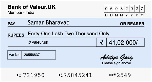 How to write a cheque for 41.02 lakh rupees How to write a cheque for 41.02 lakh rupees