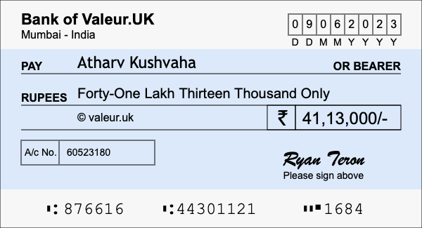 How to write a cheque for 41.13 lakh rupees How to write a cheque for 41.13 lakh rupees