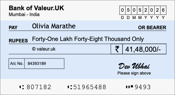 How to write a cheque for 41.48 lakh rupees