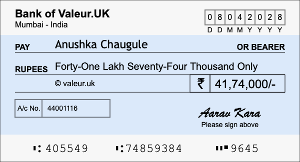 How to write a cheque for 41.74 lakh rupees How to write a cheque for 41.74 lakh rupees