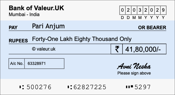 How to write a cheque for 41.8 lakh rupees How to write a cheque for 41.8 lakh rupees