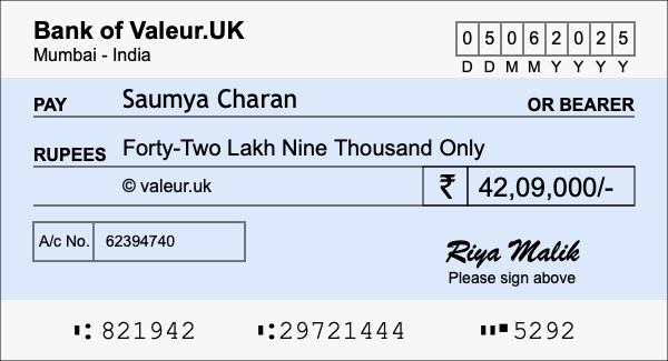 How to write a cheque for 42.09 lakh rupees How to write a cheque for 42.09 lakh rupees