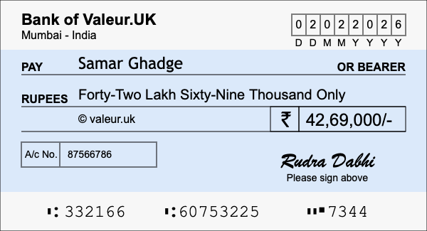 How to write a cheque for 42.69 lakh rupees How to write a cheque for 42.69 lakh rupees