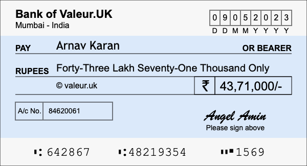 How to write a cheque for 43.71 lakh rupees How to write a cheque for 43.71 lakh rupees