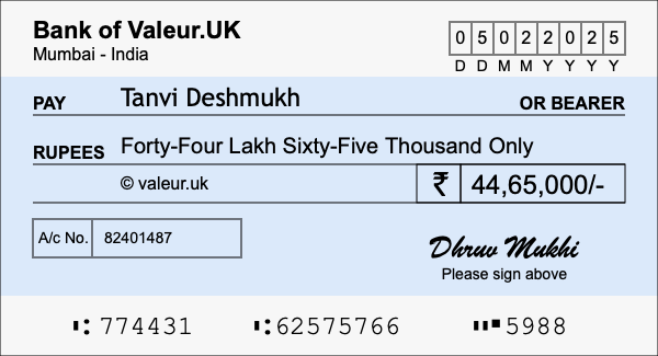 How to write a cheque for 44.65 lakh rupees How to write a cheque for 44.65 lakh rupees