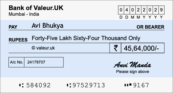 How to write a cheque for 45.64 lakh rupees How to write a cheque for 45.64 lakh rupees