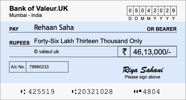 How to write a cheque for 46.13 lakh rupees How to write a cheque for 46.13 lakh rupees