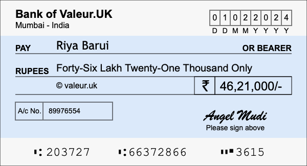 How to write a cheque for 46.21 lakh rupees How to write a cheque for 46.21 lakh rupees