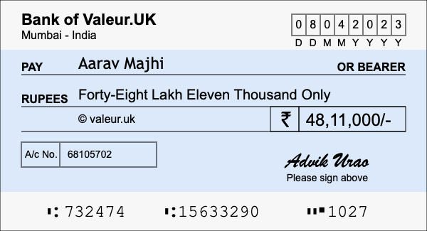 How to write a cheque for 48.11 lakh rupees How to write a cheque for 48.11 lakh rupees