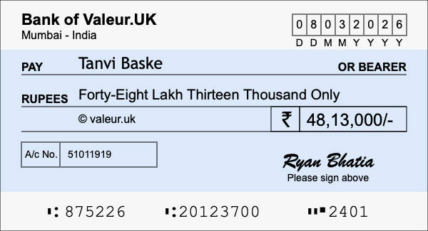 How to write a cheque for 48.13 lakh rupees How to write a cheque for 48.13 lakh rupees