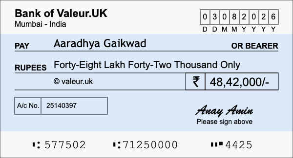 How to write a cheque for 48.42 lakh rupees How to write a cheque for 48.42 lakh rupees