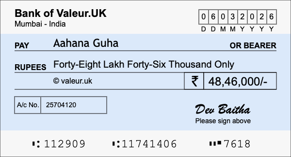 How to write a cheque for 48.46 lakh rupees How to write a cheque for 48.46 lakh rupees