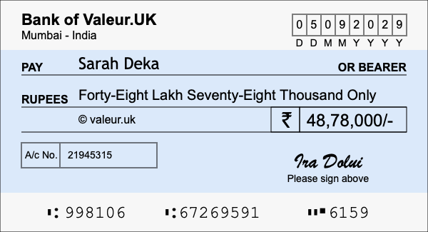 How to write a cheque for 48.78 lakh rupees How to write a cheque for 48.78 lakh rupees