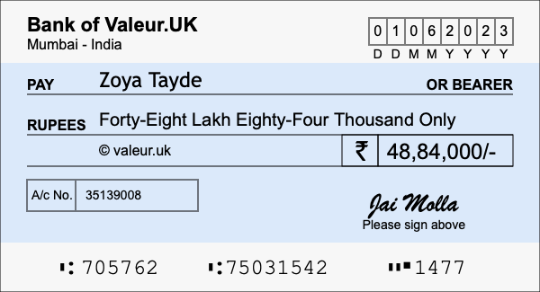 How to write a cheque for 48.84 lakh rupees How to write a cheque for 48.84 lakh rupees