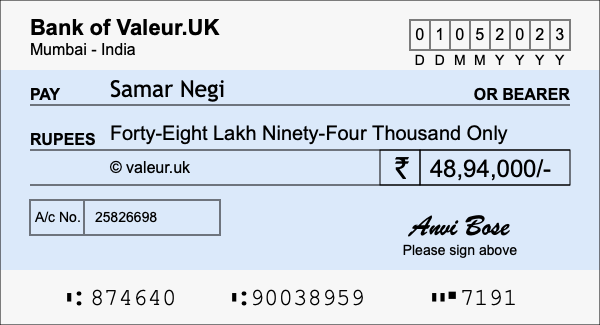How to write a cheque for 48.94 lakh rupees How to write a cheque for 48.94 lakh rupees