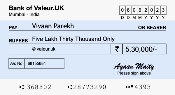 How to write a cheque for 5.3 lakh rupees How to write a cheque for 5.3 lakh rupees
