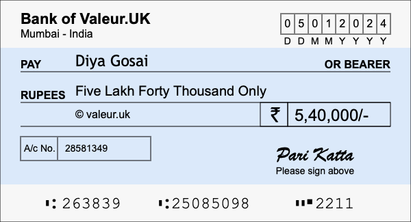 How to write a cheque for 5.4 lakh rupees How to write a cheque for 5.4 lakh rupees