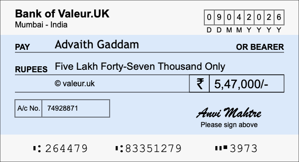 How to write a cheque for 5.47 lakh rupees How to write a cheque for 5.47 lakh rupees