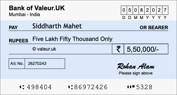 How to write a cheque for 5.5 lakh rupees How to write a cheque for 5.5 lakh rupees
