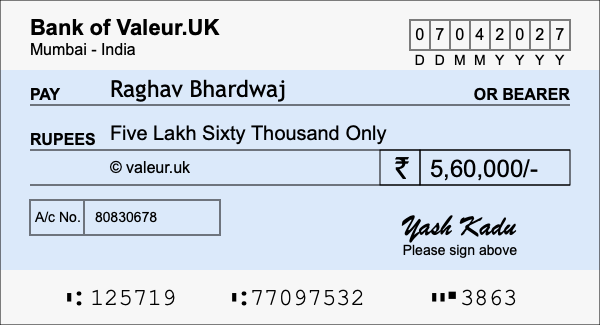 How to write a cheque for 5.6 lakh rupees How to write a cheque for 5.6 lakh rupees