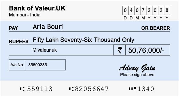 How to write a cheque for 50.76 lakh rupees How to write a cheque for 50.76 lakh rupees