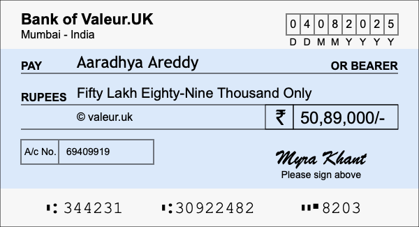 How to write a cheque for 50.89 lakh rupees How to write a cheque for 50.89 lakh rupees