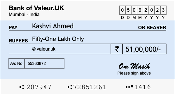 How to write a cheque for 51 lakh rupees How to write a cheque for 51 lakh rupees
