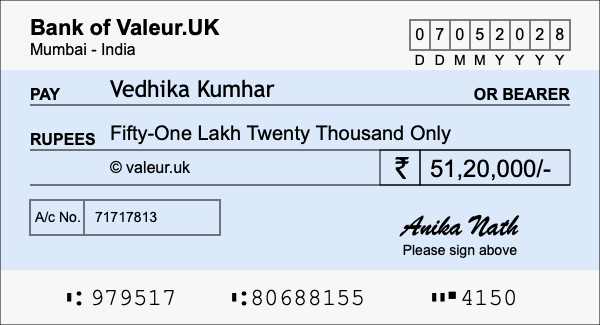 How to write a cheque for 51.2 lakh rupees How to write a cheque for 51.2 lakh rupees
