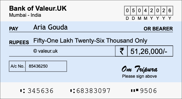 How to write a cheque for 51.26 lakh rupees How to write a cheque for 51.26 lakh rupees