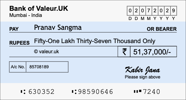 How to write a cheque for 51.37 lakh rupees How to write a cheque for 51.37 lakh rupees