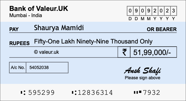 How to write a cheque for 51.99 lakh rupees How to write a cheque for 51.99 lakh rupees