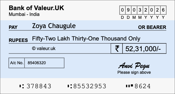 How to write a cheque for 52.31 lakh rupees How to write a cheque for 52.31 lakh rupees