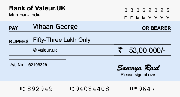 How to write a cheque for 53 lakh rupees How to write a cheque for 53 lakh rupees