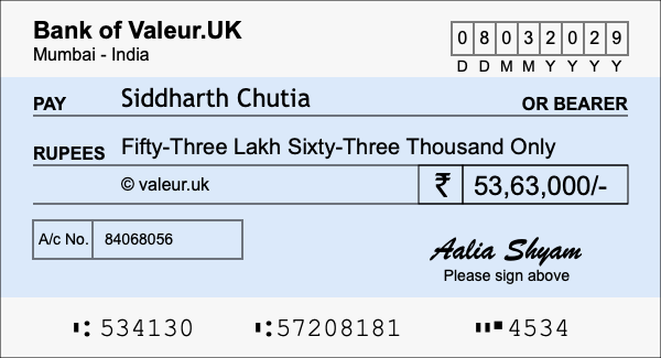 How to write a cheque for 53.63 lakh rupees