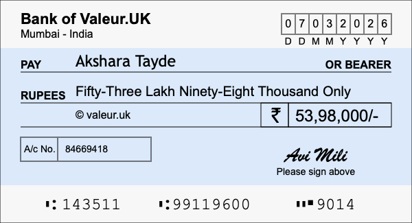 How to write a cheque for 53.98 lakh rupees How to write a cheque for 53.98 lakh rupees