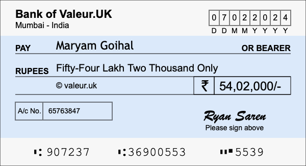 How to write a cheque for 54.02 lakh rupees How to write a cheque for 54.02 lakh rupees