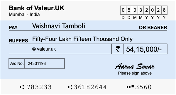 How to write a cheque for 54.15 lakh rupees How to write a cheque for 54.15 lakh rupees