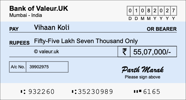 How to write a cheque for 55.07 lakh rupees How to write a cheque for 55.07 lakh rupees