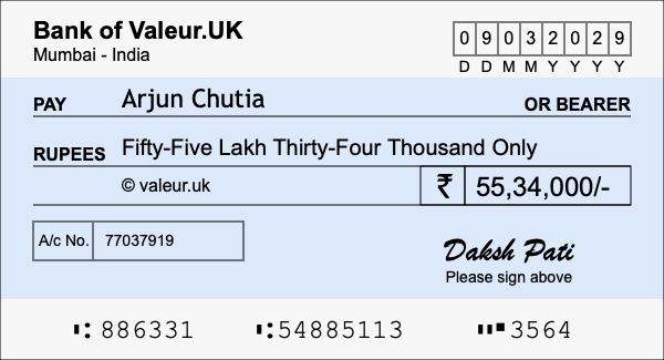 How to write a cheque for 55.34 lakh rupees How to write a cheque for 55.34 lakh rupees