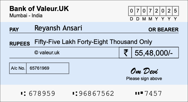 How to write a cheque for 55.48 lakh rupees How to write a cheque for 55.48 lakh rupees