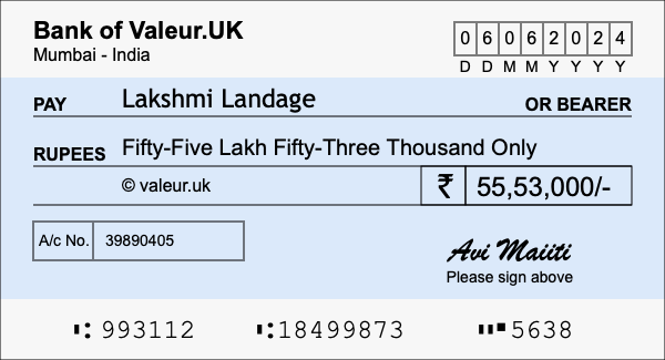 How to write a cheque for 55.53 lakh rupees How to write a cheque for 55.53 lakh rupees