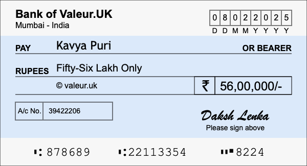 How to write a cheque for 56 lakh rupees How to write a cheque for 56 lakh rupees