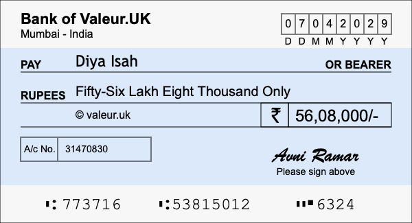 How to write a cheque for 56.08 lakh rupees How to write a cheque for 56.08 lakh rupees
