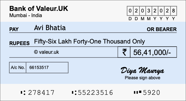 How to write a cheque for 56.41 lakh rupees How to write a cheque for 56.41 lakh rupees