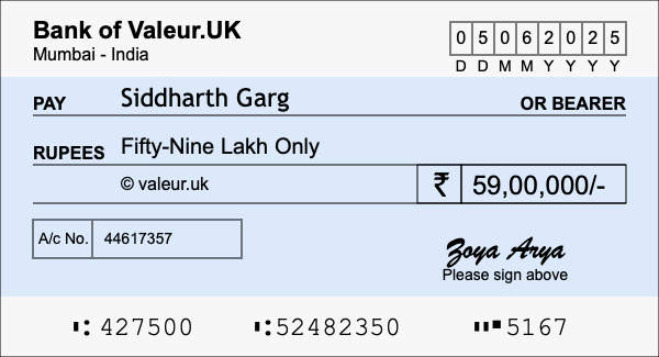 How to write a cheque for 59 lakh rupees How to write a cheque for 59 lakh rupees