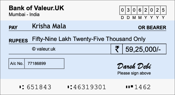 How to write a cheque for 59.25 lakh rupees How to write a cheque for 59.25 lakh rupees