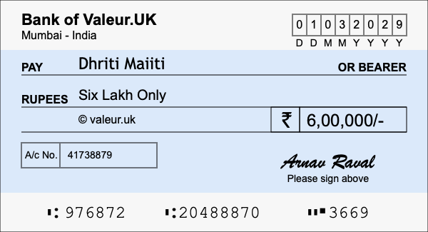 How to write a cheque for 6 lakh rupees How to write a cheque for 6 lakh rupees